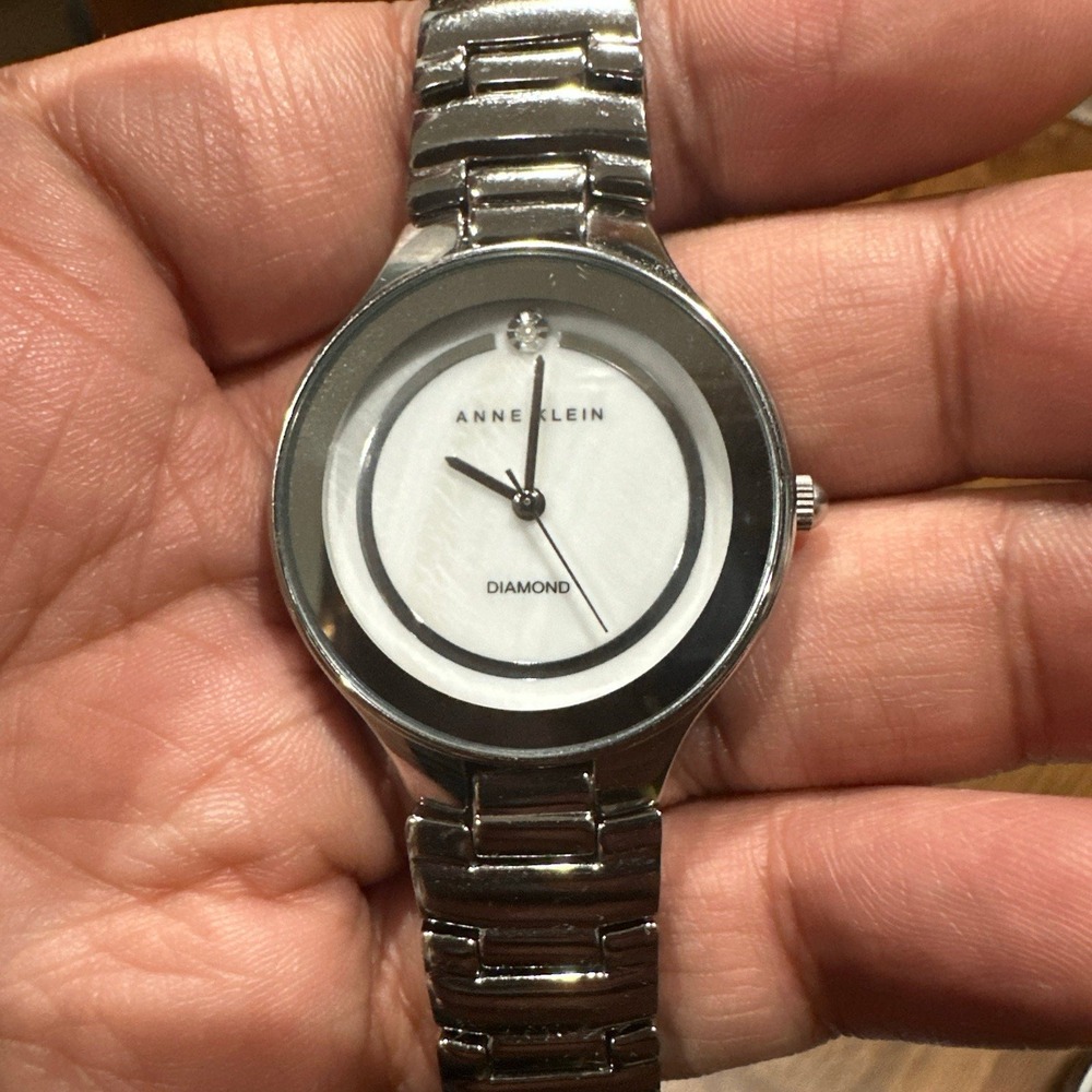 WORKING Anne klien diamond silver watch ladies new battery